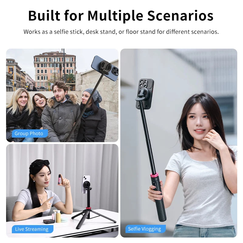 Ulanzi MT-84 1.53m Magnetic Tripod 360° Rotation Smartphone Extension Tripod for Selfie Live Streaming Vlog 10m Remote Control
