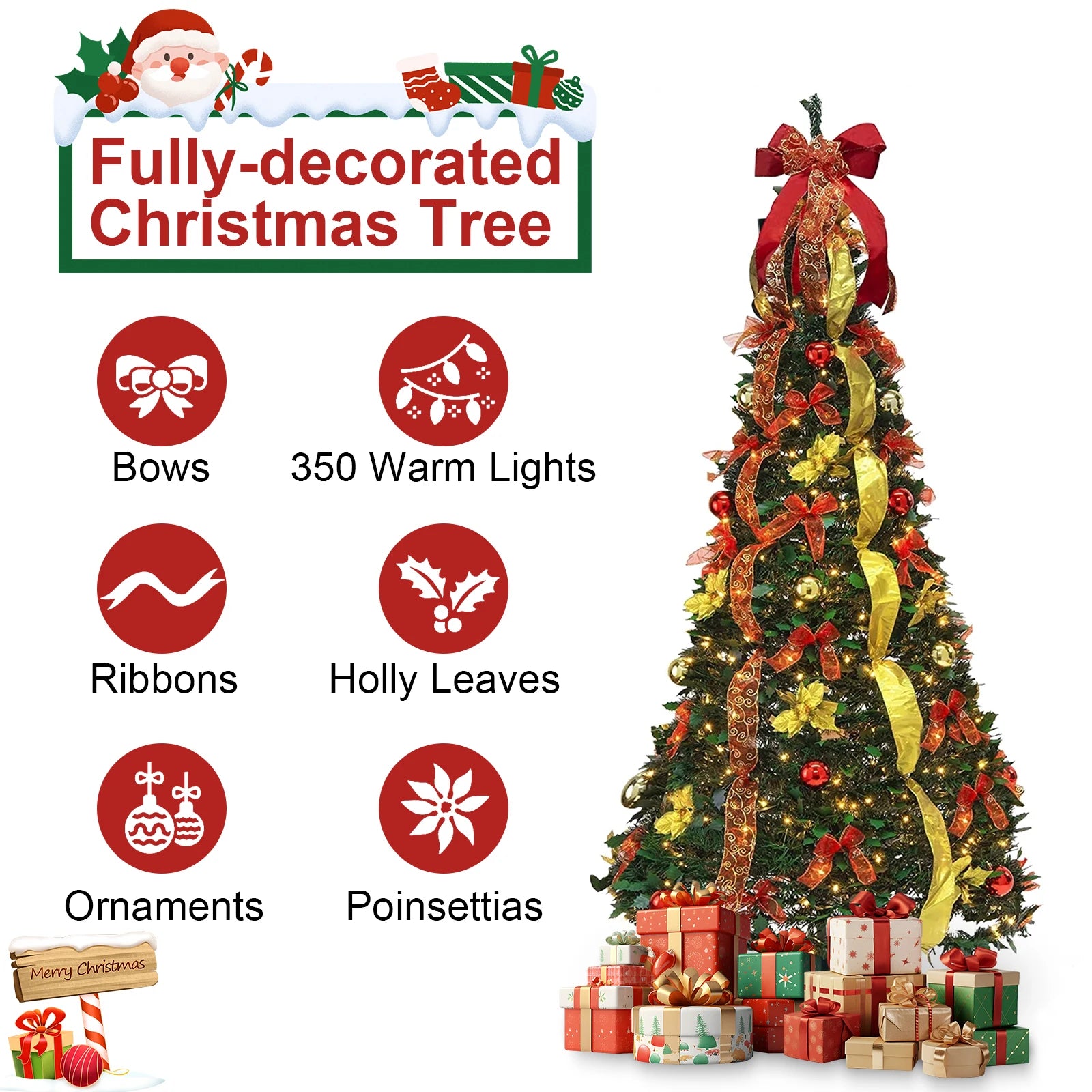 6-Foot Quick-Assembly Realistic Christmas Tree Sturdy Plastic/Metal Base - Easy to Set Up for Home, Office, And Party Use.