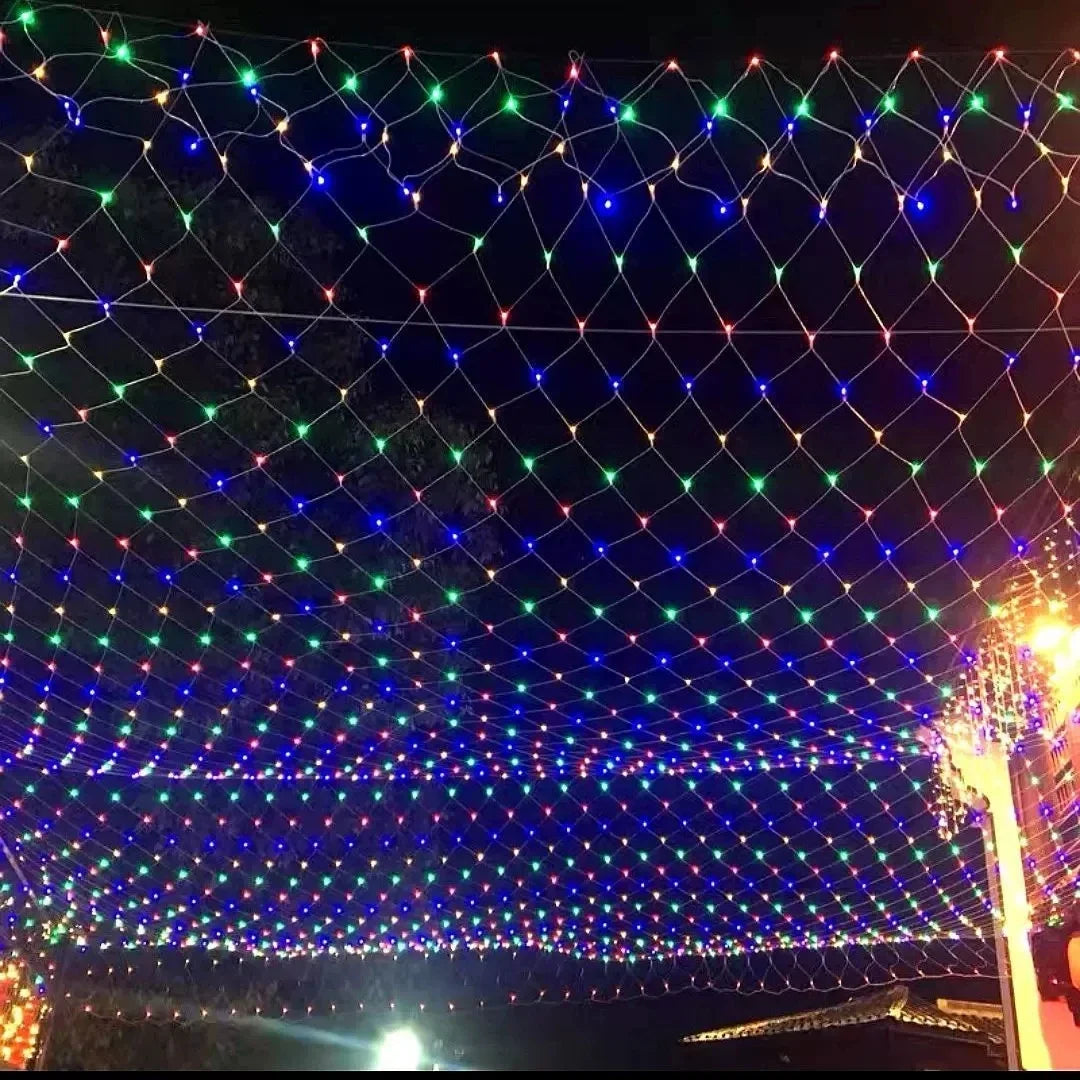 Room Decoration Curtain LED Net Mesh Fairy Lights String EU Plug 220V Christmas Wedding Garland for Bedroom Garden Wall outdoor