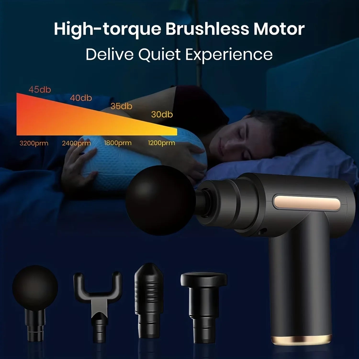 Portable Fascia Massage Gun Deep Tissue Massager Body Muscle Relaxation with LED Touch Screen 4 Replaceable Massage Heads - You Offer