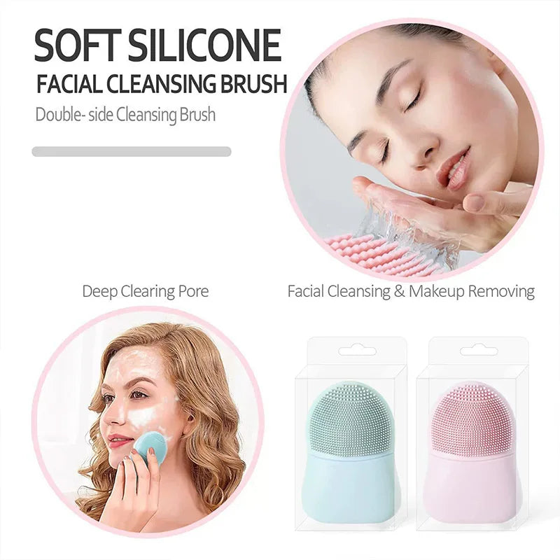Silicone Facial Cleansing Brush Skincare Massage Tool Facial Deep Pore Skin Care Scrub Cleanser Double Sided Face Wash Brushes