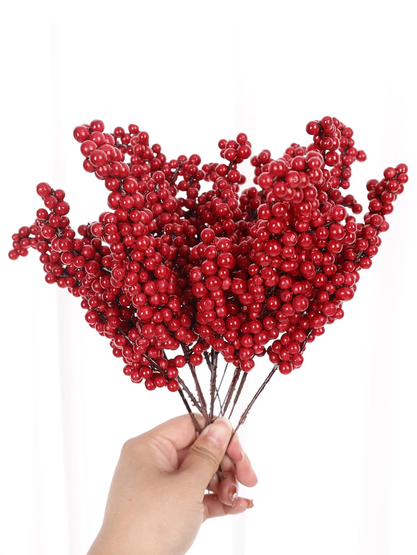 Berry Artificial Flower Fruit Red Berry Simulation Cherry Stamen Berries for Home Christmas Decoration DIY Gift Wreath Wholesale