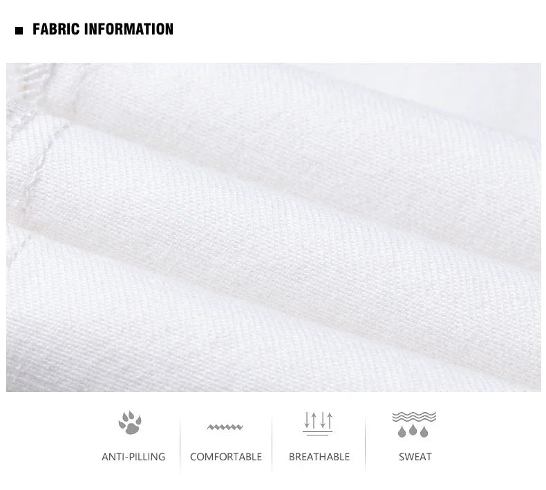 Men's Jeans Pure White Fashion Elastic Slim Youth Slimming Straight Leg Male Pants Business Casual Middle Age High End Trousers - You Offer