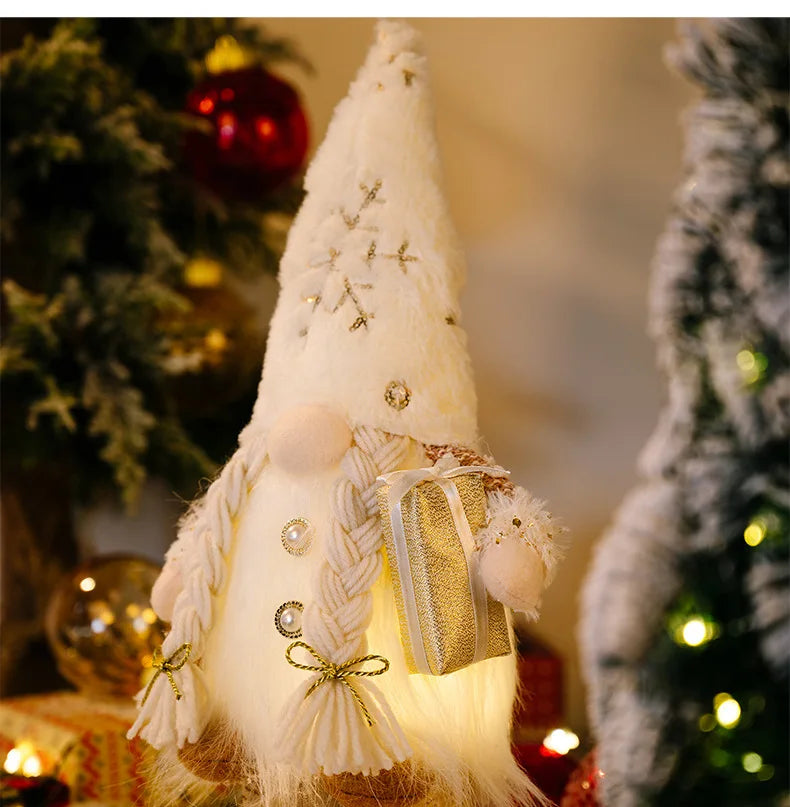 Christmas Decorations, Long Beard, Plush Hat, Light, Gift Holder, Walking Stick, Rudolph Doll, Window Display Item Navidad