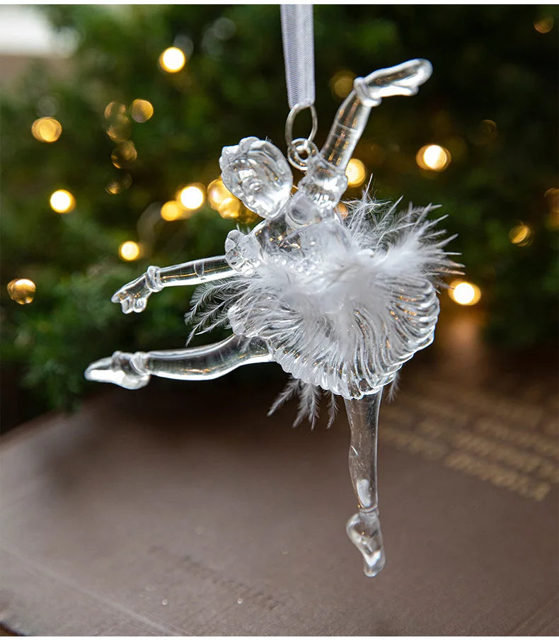 Christmas Ice Crystal Pendants, Christmas Tree Decorations, Transparent Acrylic Angels, Luxury Decorations, Scene Setting Props