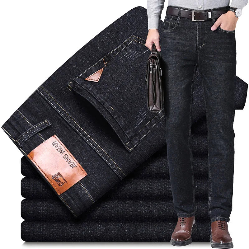 2026 NEW Men's Fashion Business Jeans Classic Style Casual Stretch Slim Jean Pants Male Brand Denim Trousers Black Blue - You Offer