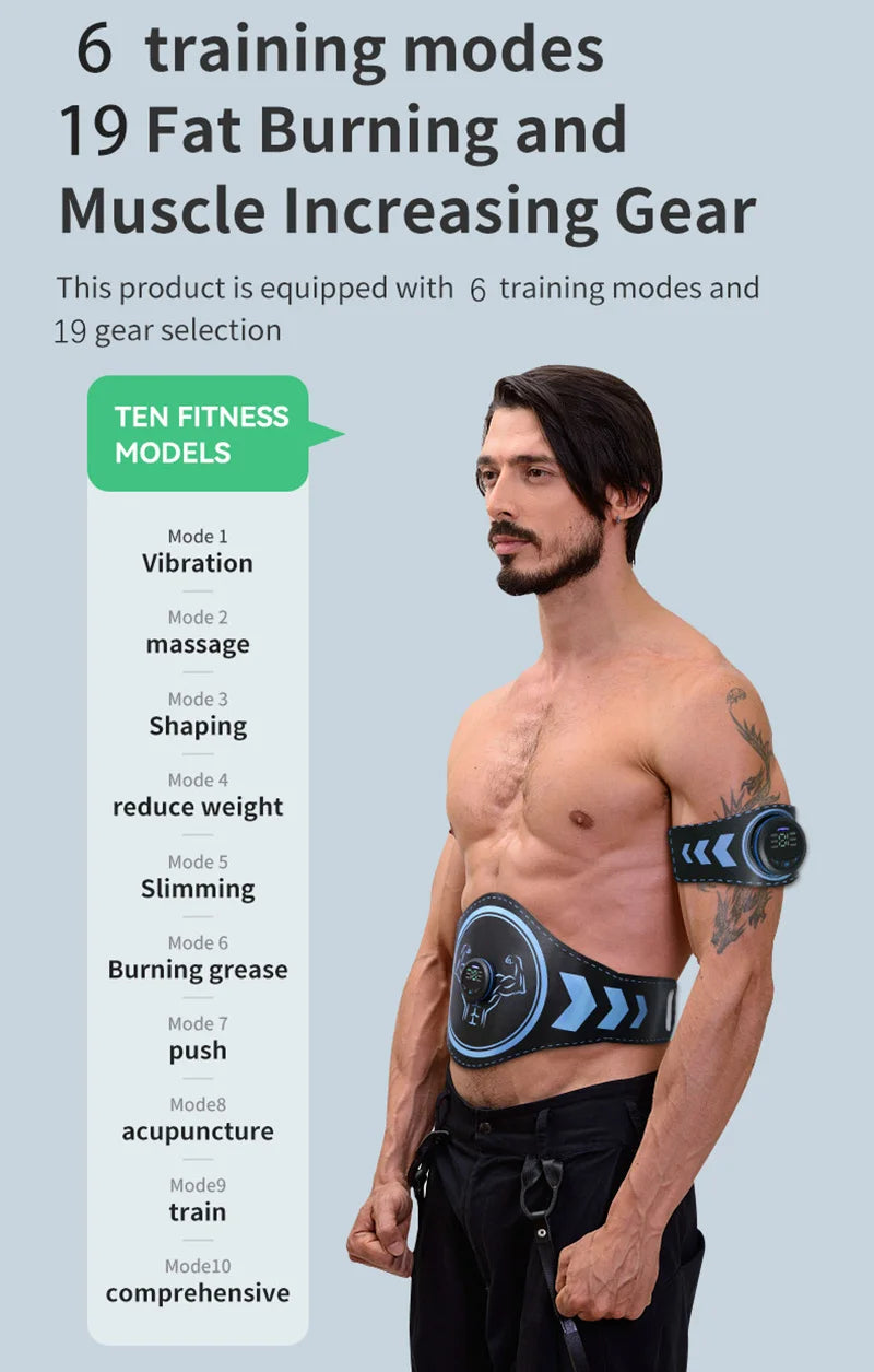 EMS Electric Abdominal Trainer Slimming Belt ABS Muscle Stimulator Fitness Toner Body Shaping Workout Waist Arm Leg Loss Weight