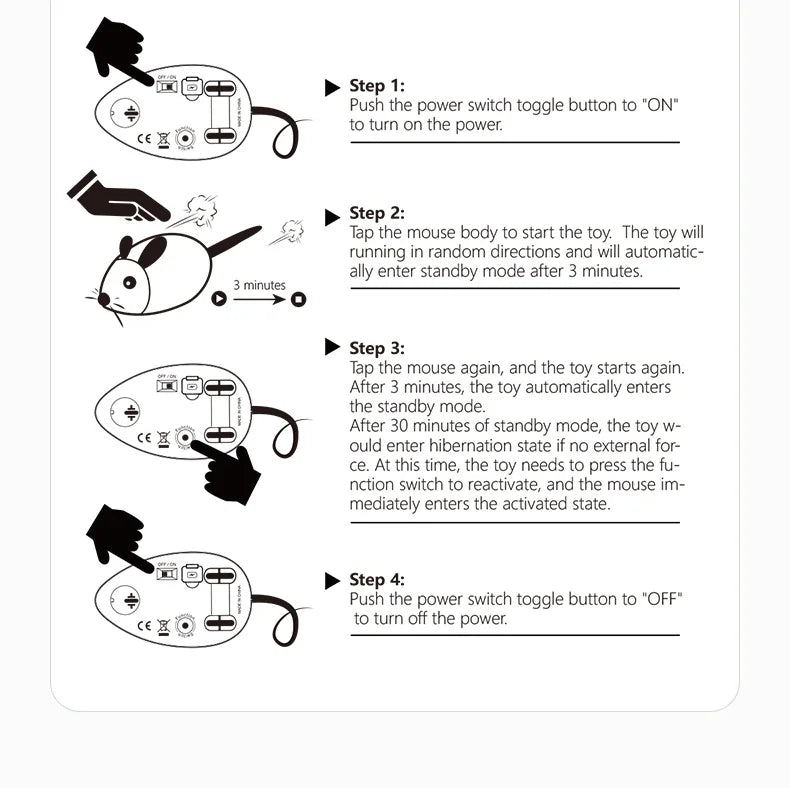 Rechargeable Motion Mouse Cat Toy for Kitten Mouse Sound Moving Mouse Cat Toys Interactive Cat Toy Sound Mouse Cat toy