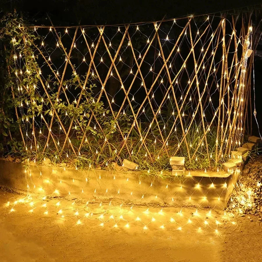 Room Decoration Curtain LED Net Mesh Fairy Lights String EU Plug 220V Christmas Wedding Garland for Bedroom Garden Wall outdoor