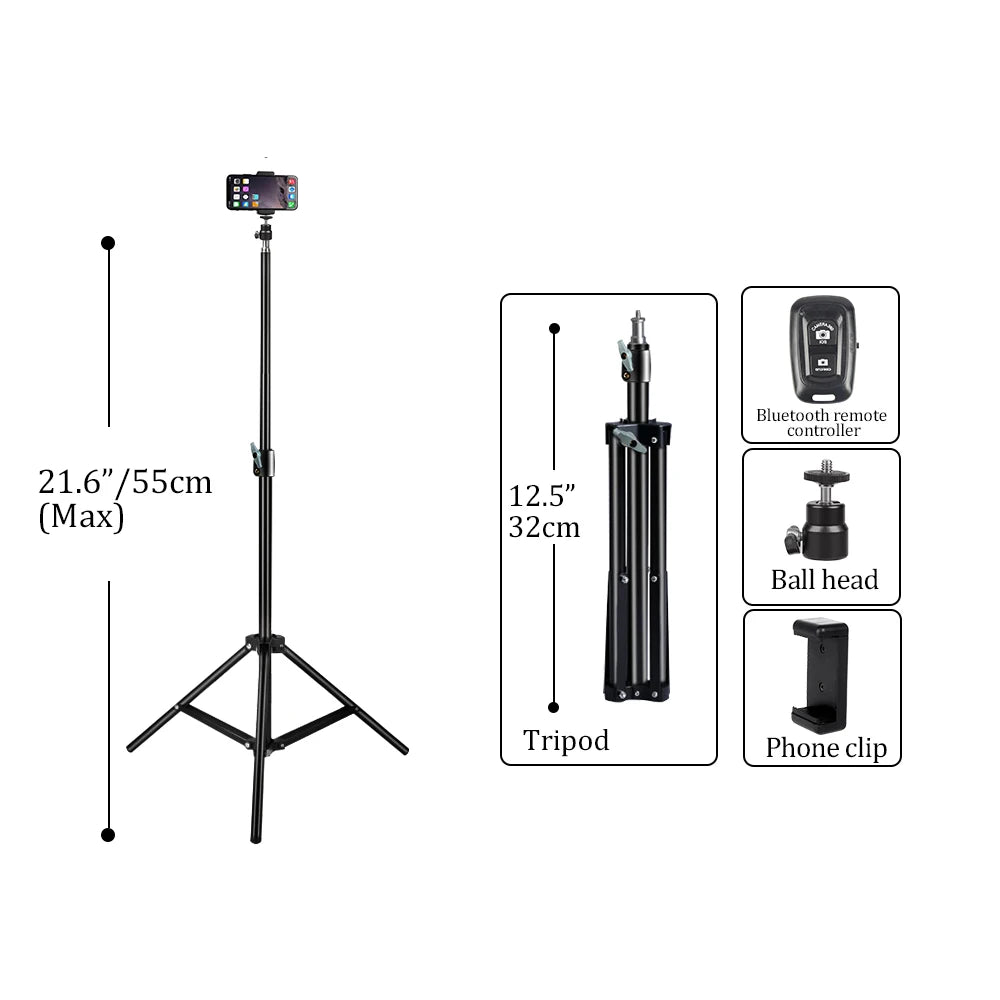 37/68/100/150/200CM Selfie Light Tripod 1/4 Screw Head Photography Portable Stand Trepied Smartphone For Mini Photo Studio