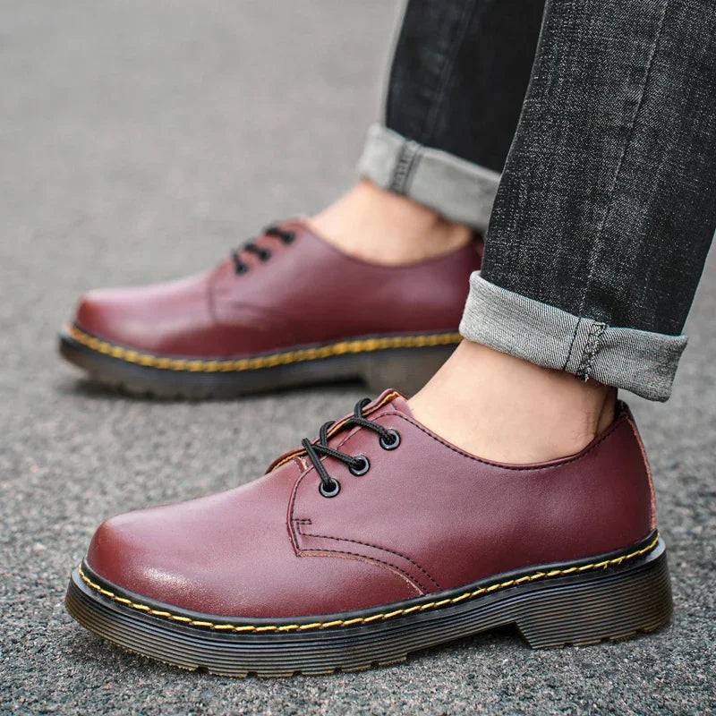 British Style Luxury Shoes Brand Thick Bottom Genuine Leather Oxford Shoes Lace Up Beef Tendon Outsole Work Shoes Casual