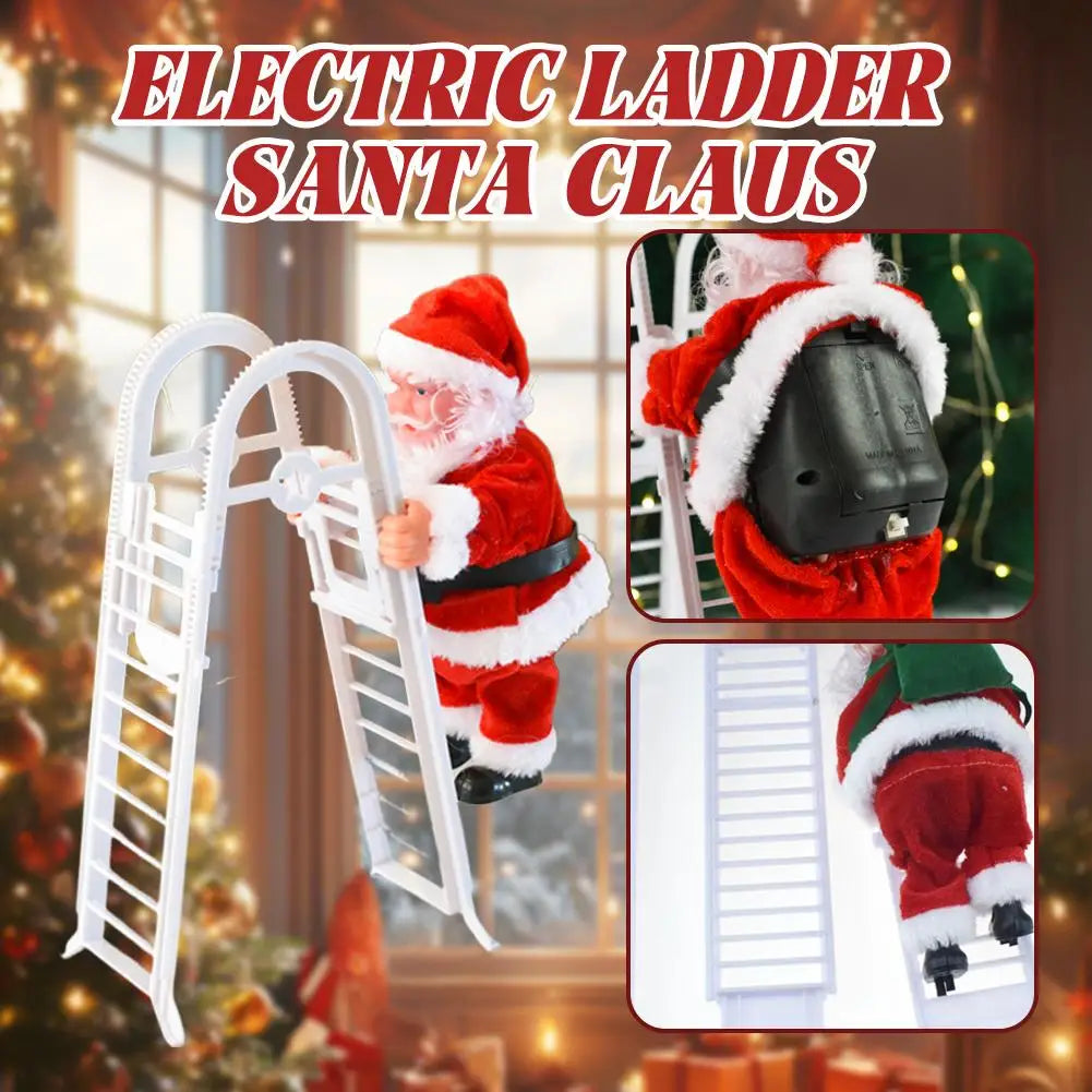 2025 Santa Claus Doll Climbing Ladder with Music Doll, Christmas Tree Ornaments Decorations For Home Navidad New Year Kids Gift