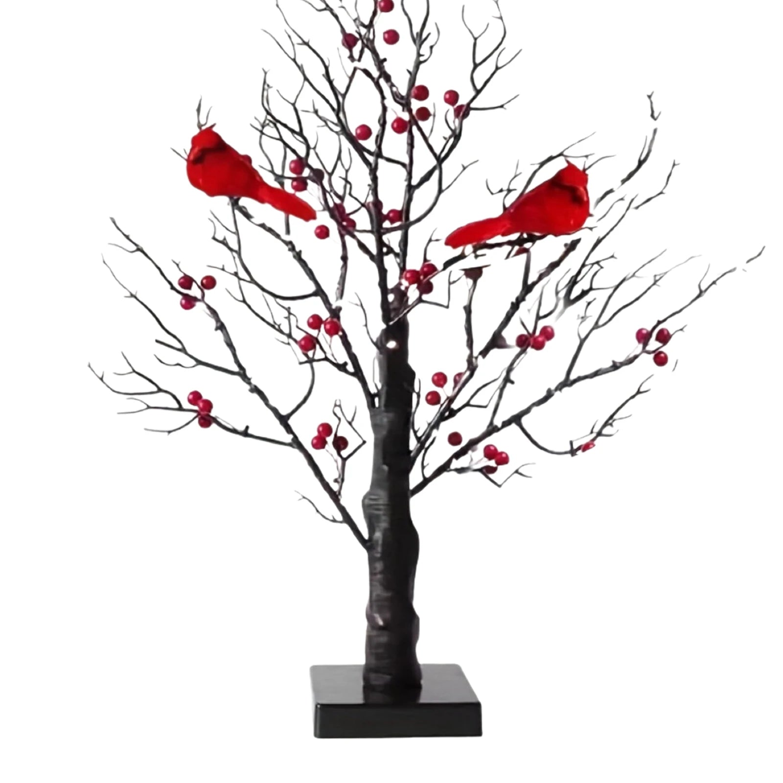 Red Bird Tree Light LED Cardinal Little Red Bird Table Decoration Twinkle Tree Lamp for Holiday Home Xmas Decor