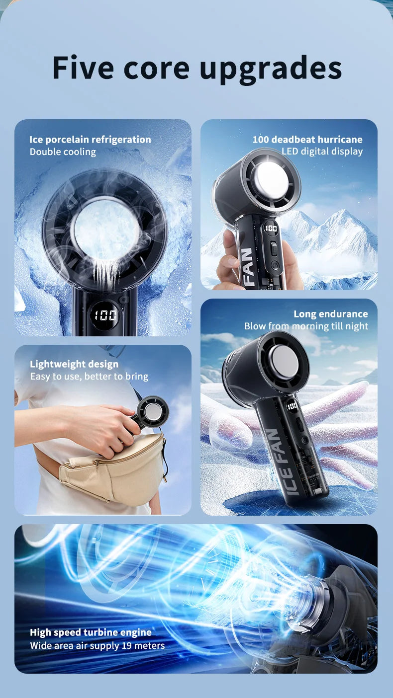 2025 New Mini Semiconductor Refrigeration Handheld Fan USB Portable 3000mAh Cooling High-speed Ice Pack Handheld Electric Fan