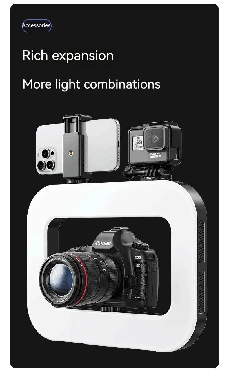 Smartphone Video Rig with Light Cell for Filmmaking Live YouTube Tiktok Video Recording Handheld Stabilizer Ring Light