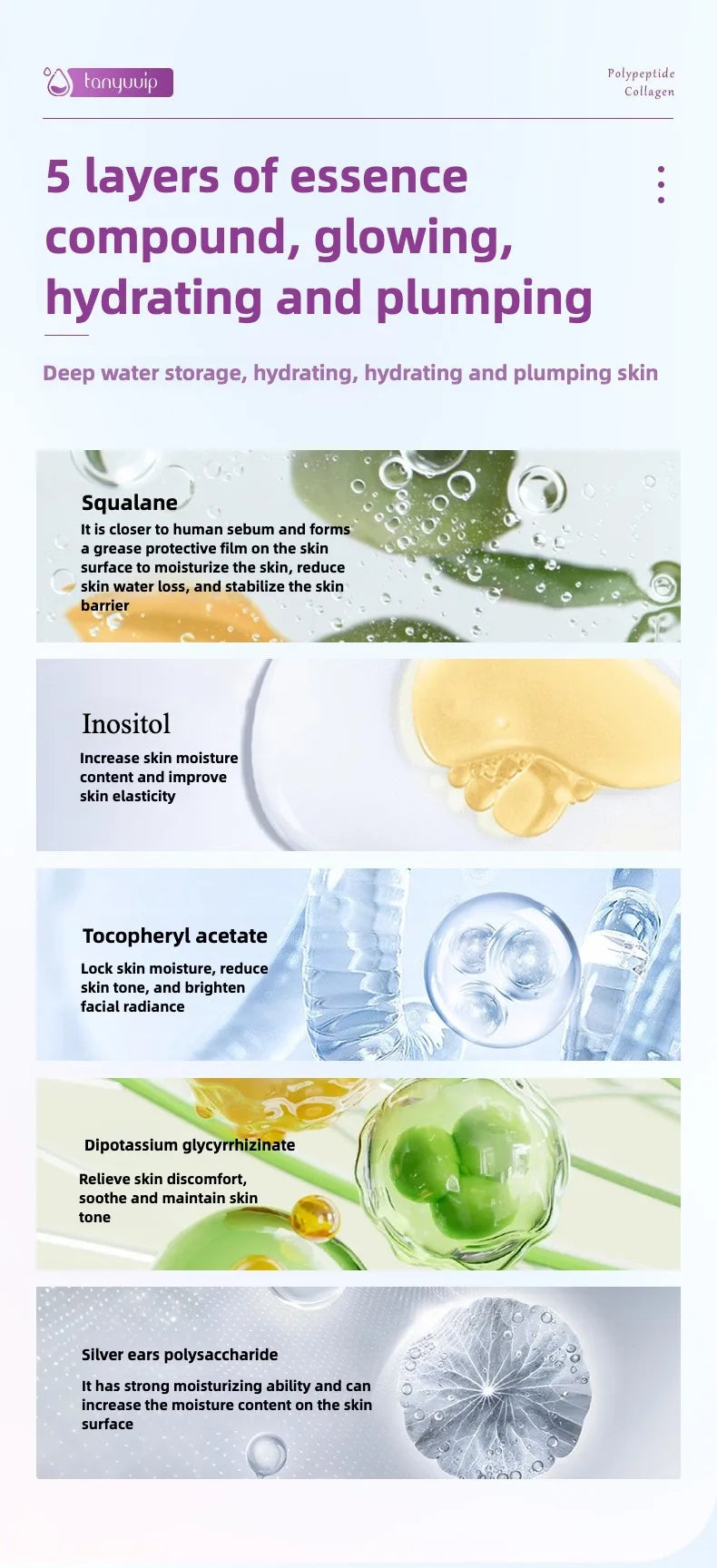 Polypeptide collagen hydrating mask Remove Dark Spots Melanin Brighten Shrink Pores Moisturizing Fade Fine Lines Skin care