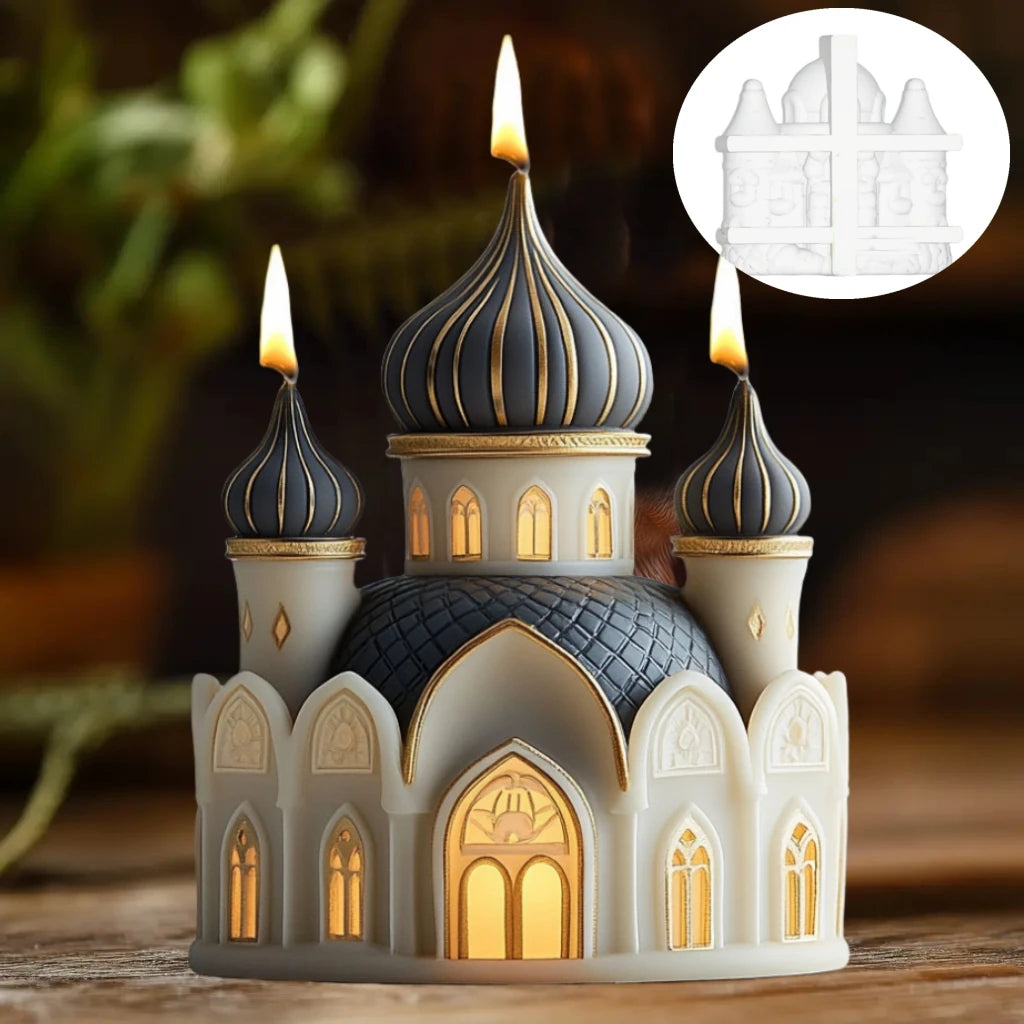 Magic House Relief Cylinder Candle Silicone Mold Halloween Gift Magic Elf Castle Cylinder Resin Mould Devil House Gypsum Molds