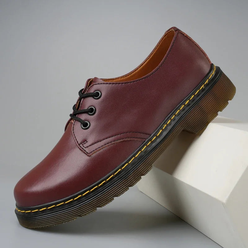 British Style Luxury Shoes Brand Thick Bottom Genuine Leather Oxford Shoes Lace Up Beef Tendon Outsole Work Shoes Casual