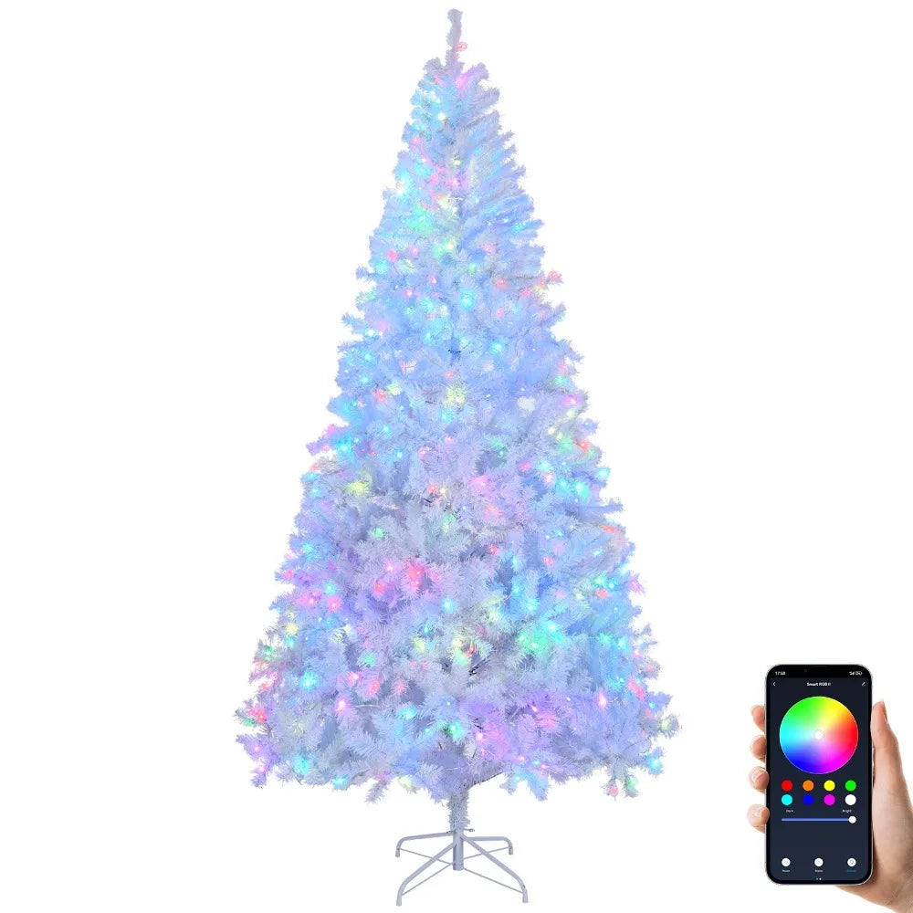 8FT Artificial Christmas Tree Snow 500 Lights Indoor Outdoor White Holiday