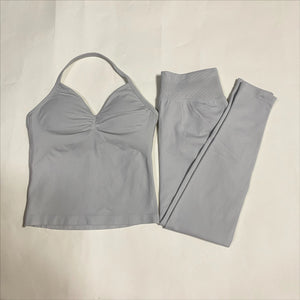 2 sets of sportswear, peach-bottomed shorts set, drawstring top, seamless impact tight shorts, yoga outfit, fitness set