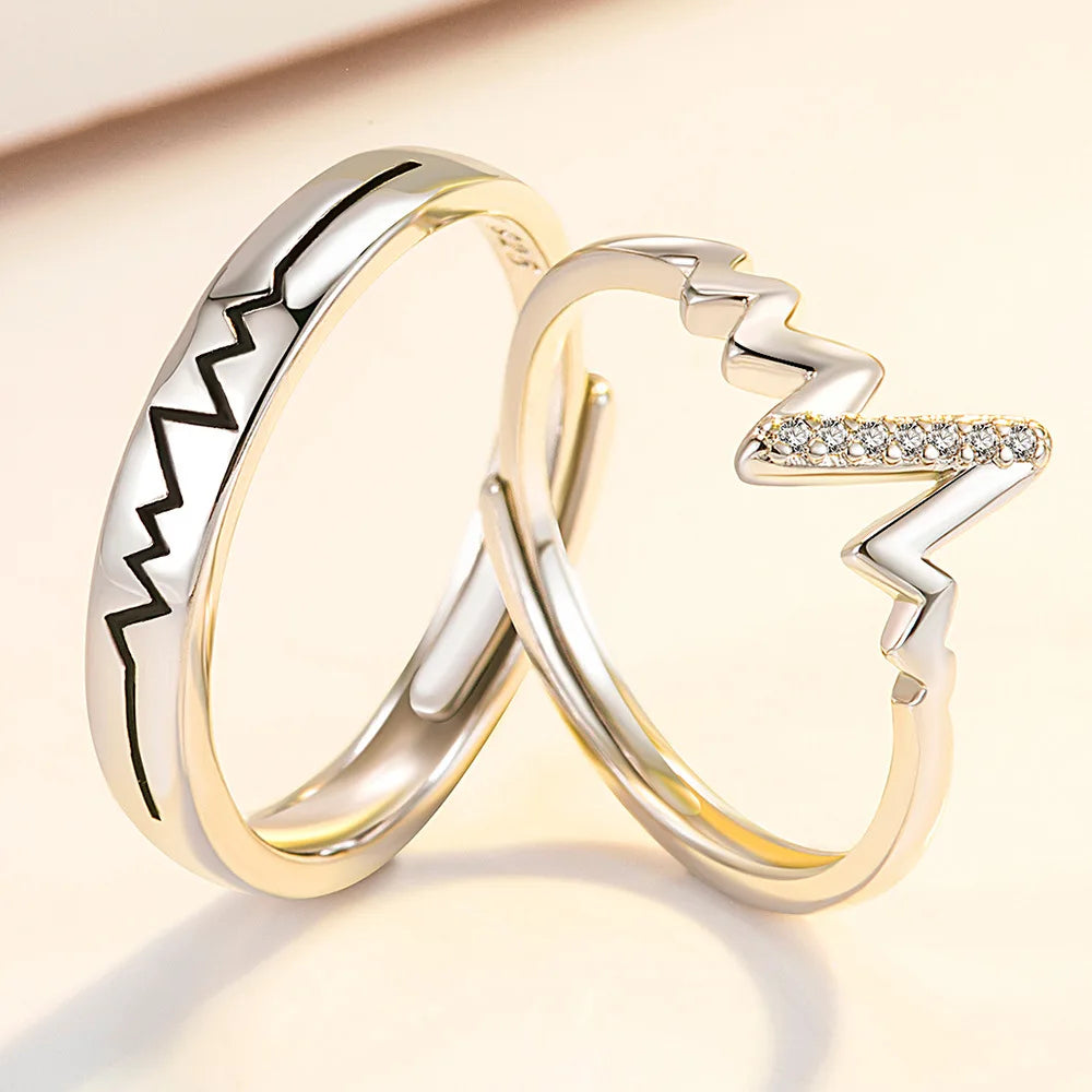 2Pcs 925 Sterling Silver Couples Ring Sets Light Polishing Simple Ring for Woman Man Classic Wedding Fine Jewelry Circle - You Offer