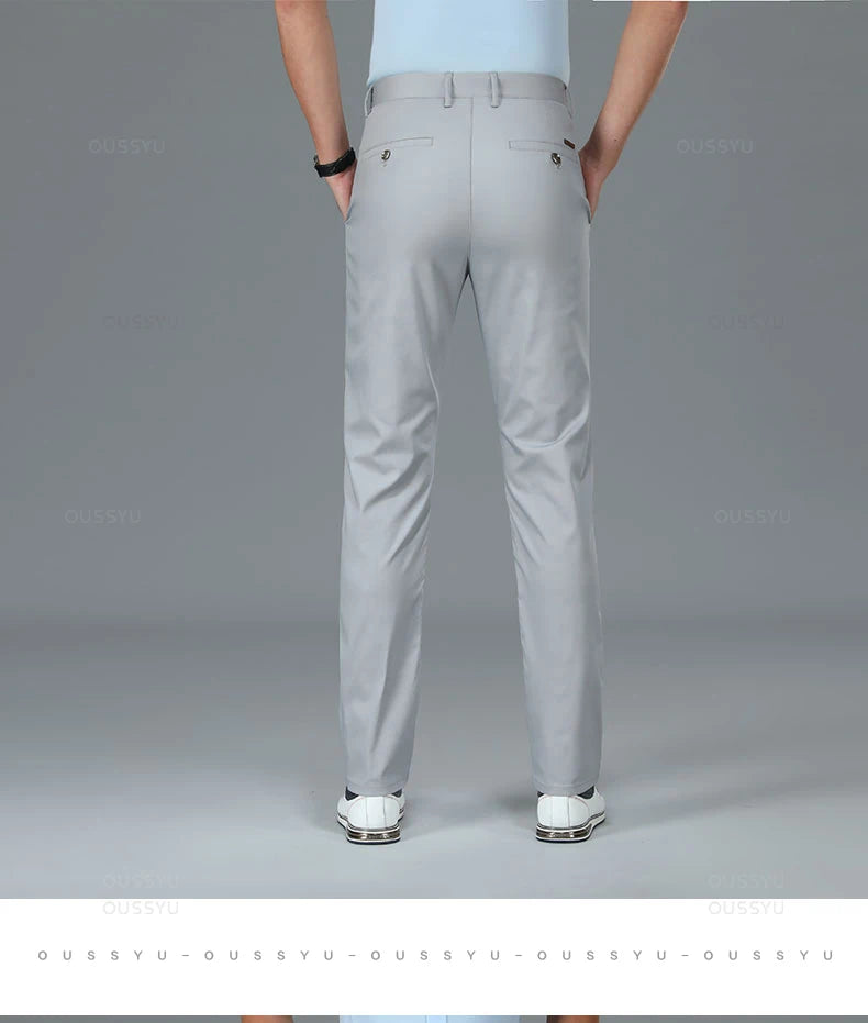 Spring Summer High Quality Luxury Straight Business Suit Pants Men Bamboo Fiber Designer Elegant Casual Long Formal Trouser Male - You Offer