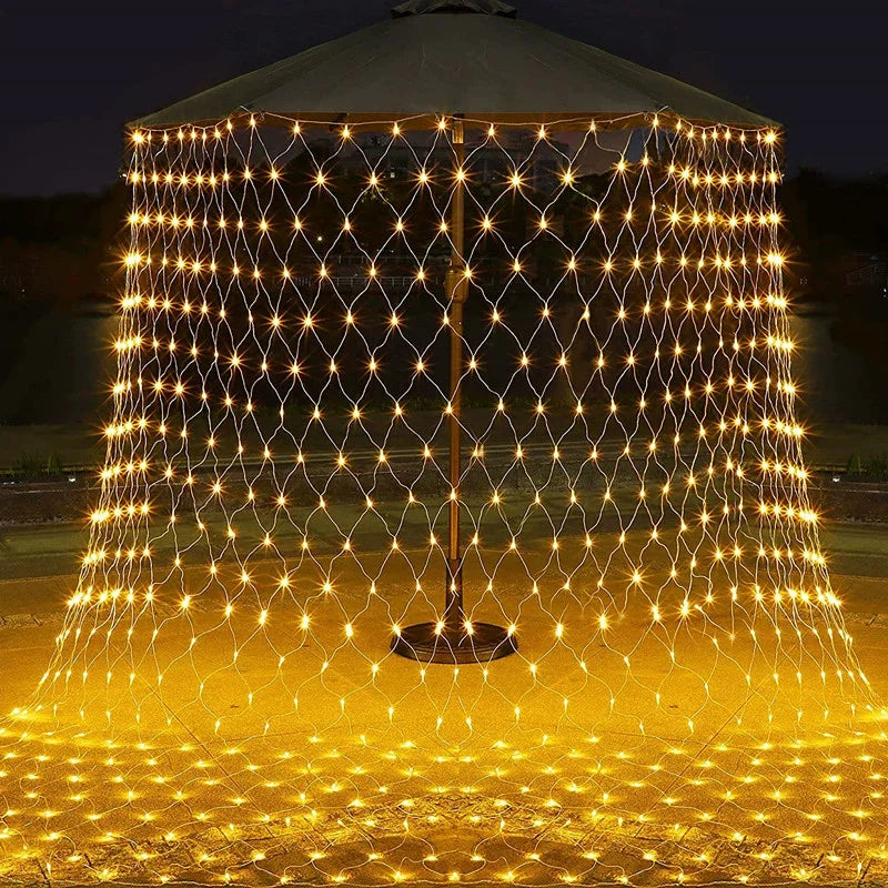 Room Decoration Curtain LED Net Mesh Fairy Lights String EU Plug 220V Christmas Wedding Garland for Bedroom Garden Wall outdoor