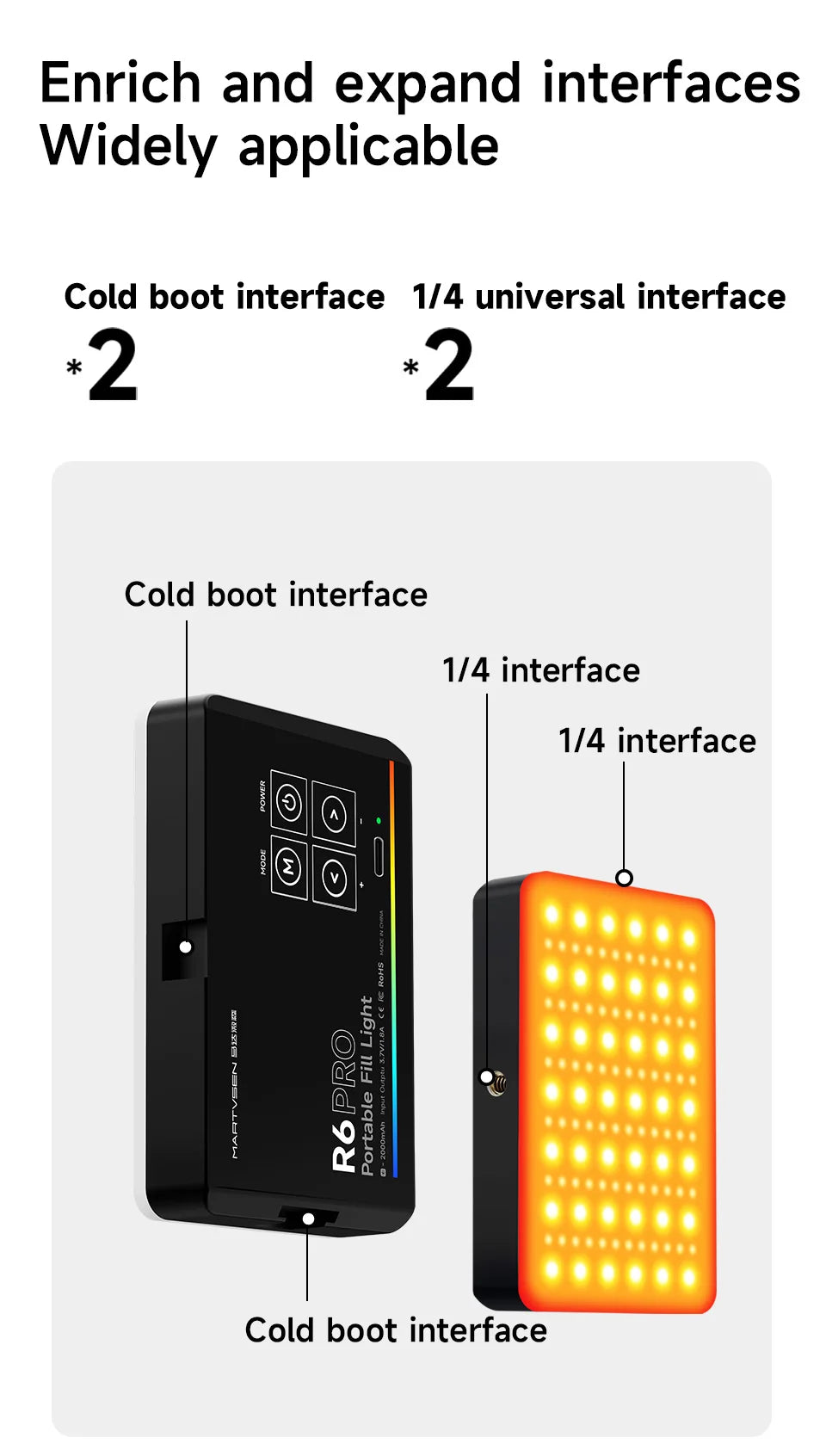 Mini RGB Video Light Portable Photography On-Camera 6500K Mobile Phone Selfie Livestreaming Fill Lamp Camcorder Gopro Vlog Lamp