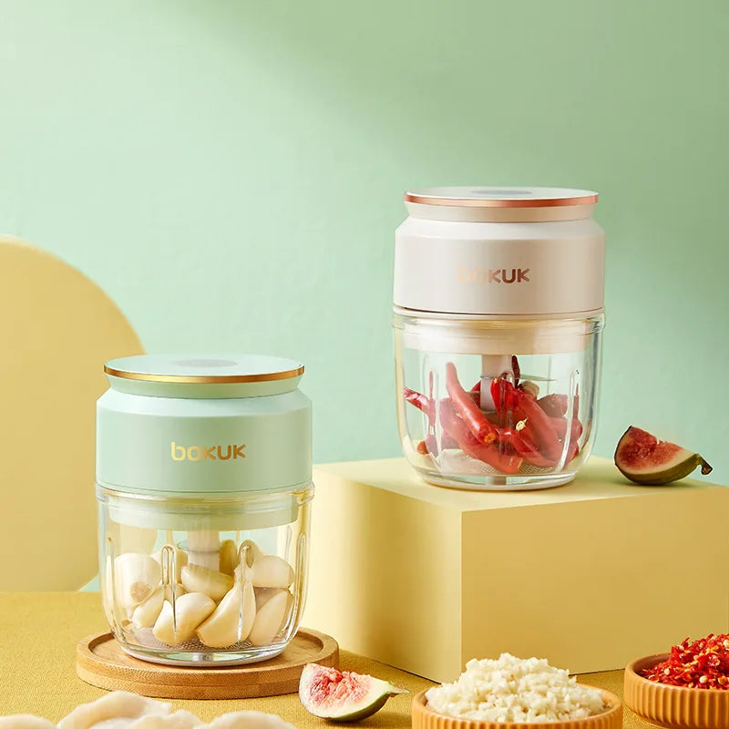 Mi Glass Electric Garlic Crusher Portable Fresh Meat Chopper USB Charging Ginger Chili Vegetable Masher Machine Kitchen Tool