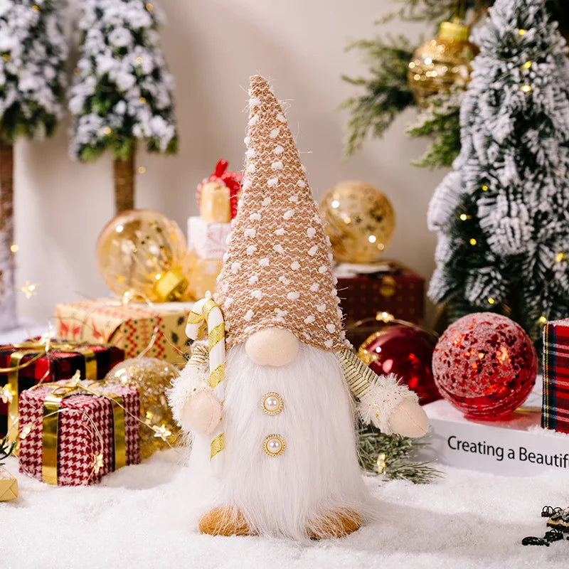 Christmas Decorations, Long Beard, Plush Hat, Light, Gift Holder, Walking Stick, Rudolph Doll, Window Display Item Navidad