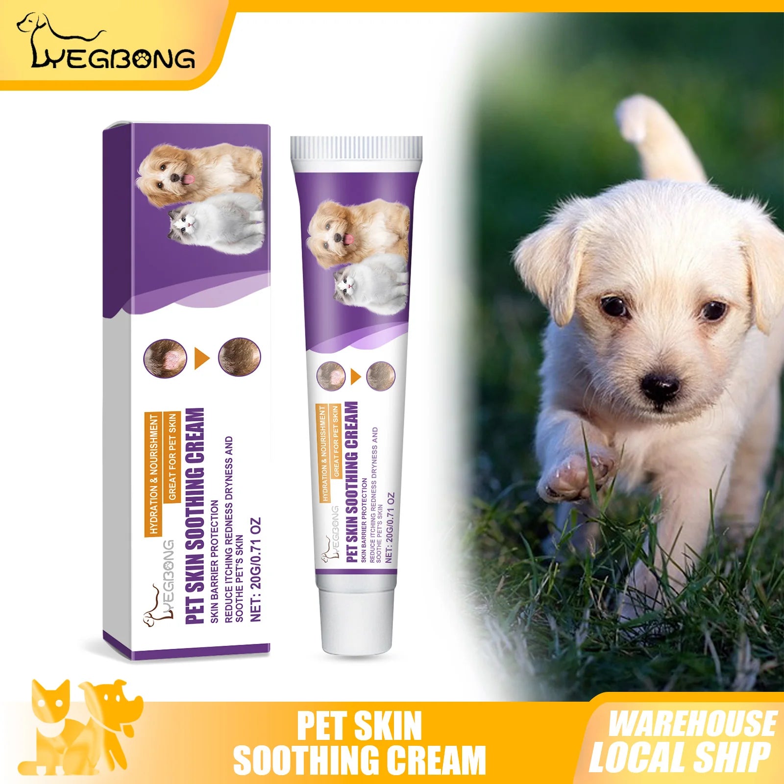 20g Pet Skin Soothing Cream Effectively Relief Itching Skin Redness Dry Naturally Gentle Repair for Cats and Dogs Skincare Balm