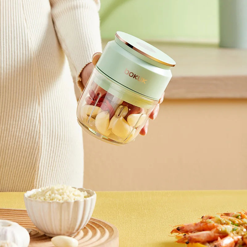 Mi Glass Electric Garlic Crusher Portable Fresh Meat Chopper USB Charging Ginger Chili Vegetable Masher Machine Kitchen Tool