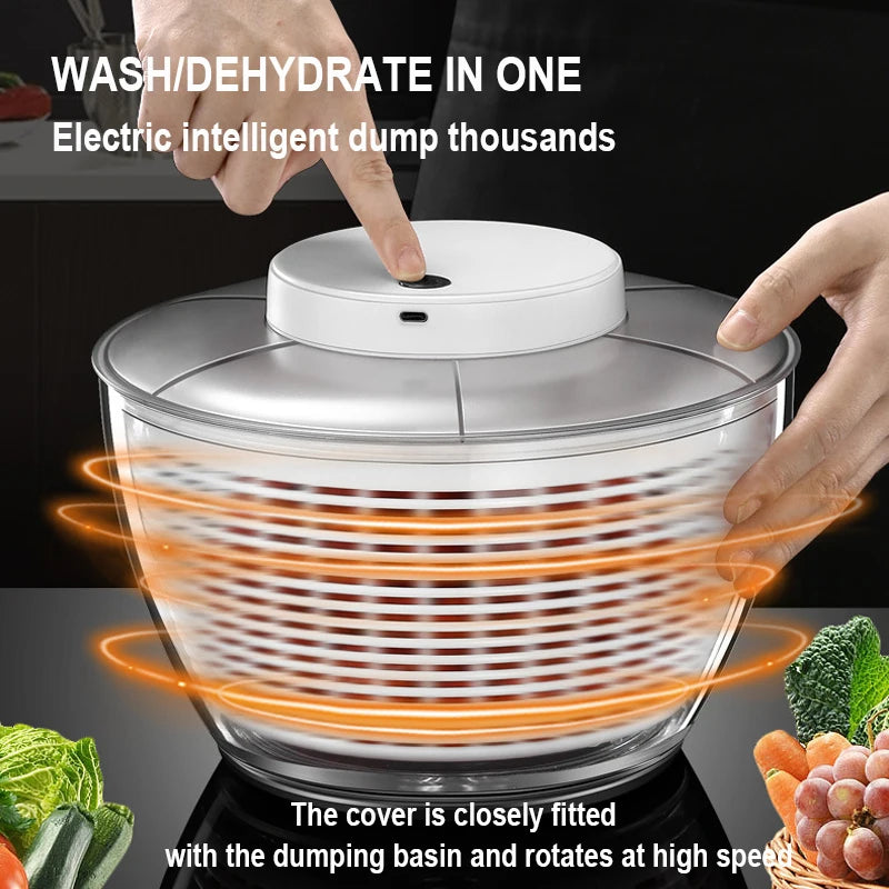 Salad Spinner Electric/Manual Vegetable Dehydrator Multifunction Food Fruit Dryer Quick Drying Drain Basket Kitchen Accessories