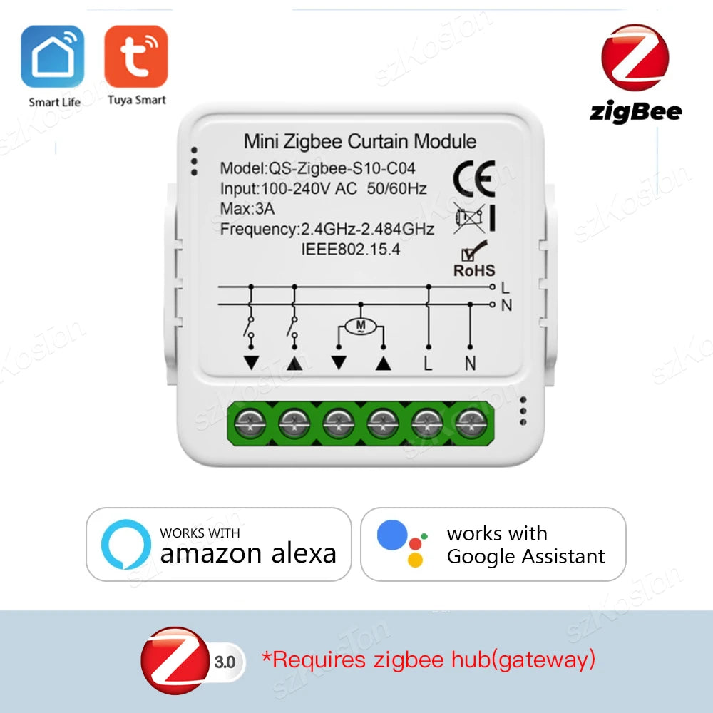 Tuya WiFi Zigbee Smart Curtain Switch Module for Roller Blinds Shutter Motor APP Control Works with Alexa Google Home Smart Life