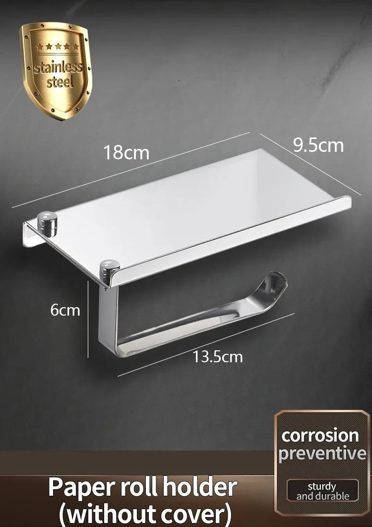 304 Stainless Steel Bathroom Toilet Paper Holder Waterproof Roll Paper Box Tissue Box Holder Bathroom Hardware Accessories