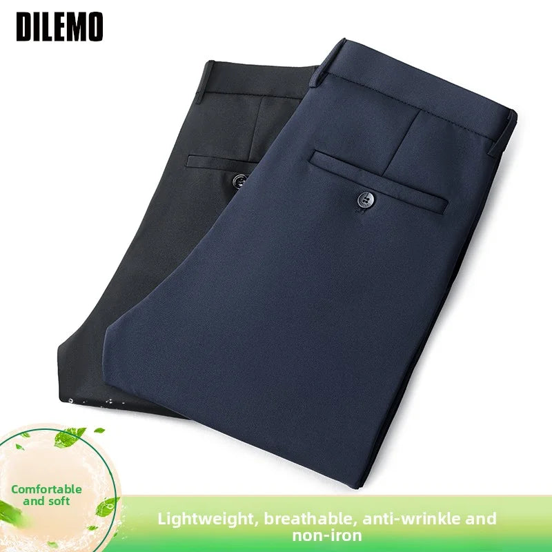 Top Quality New Brand Casual Fashion Long Pants Business Hight Stretch Straight Comfortable Korean Trousers Men Clothing