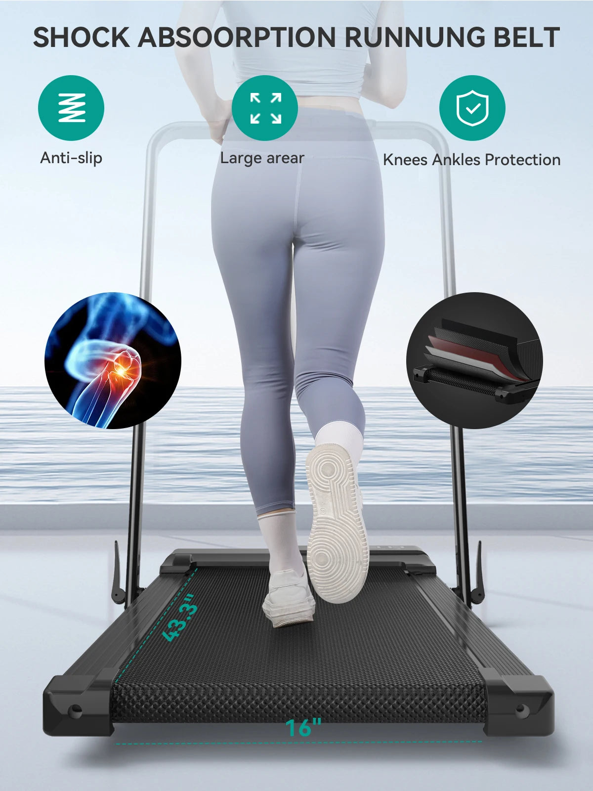 3in1 Treadmill Exercise Machine LED Touch Screen with Remote Control Foldable Walkingpad Portable Under Desktreadmills for Home