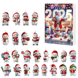 Snowman 24 Days Christmas Countdown Calendar Xmas Tree Snowman Pendant Ornaments Xmas Advent Calendar Xmas Gifts for Kids