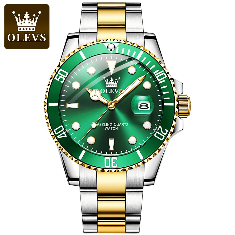 OLEVS Mens Quartz Watches Top Brand Luxury Business Waterproof Luminous Large Dial Men Wristwatches Sports Stainless Steel Watch - You Offer