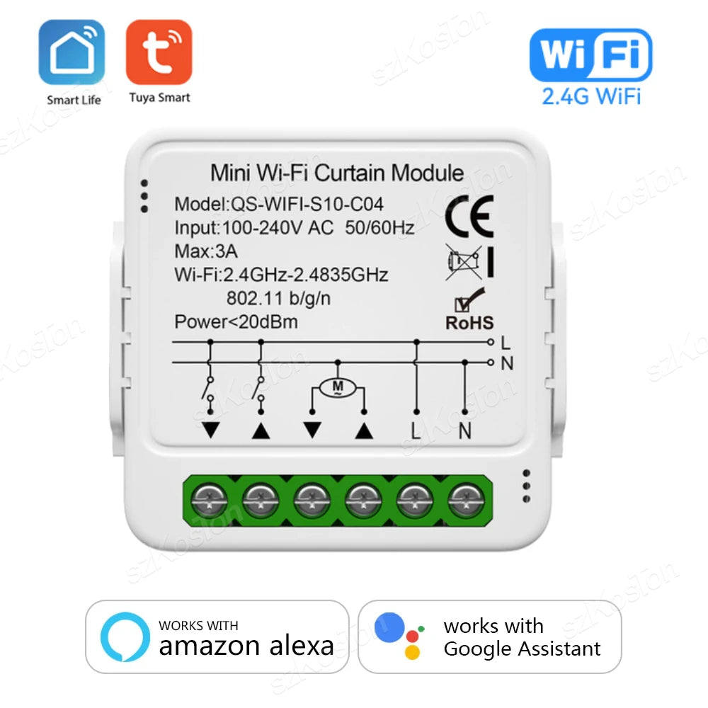 Tuya WiFi Zigbee Smart Curtain Switch Module for Roller Blinds Shutter Motor APP Control Works with Alexa Google Home Smart Life