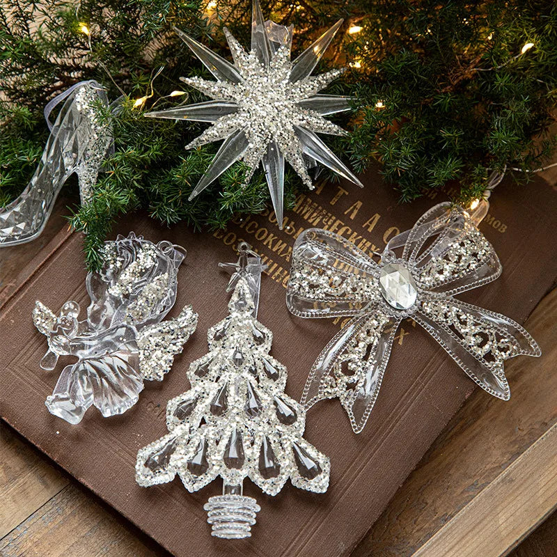 Christmas Ice Crystal Pendants, Christmas Tree Decorations, Transparent Acrylic Angels, Luxury Decorations, Scene Setting Props