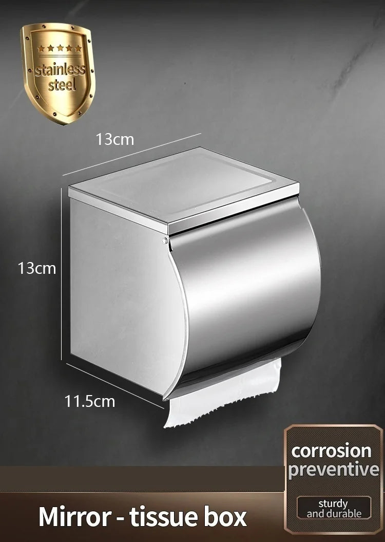 304 Stainless Steel Bathroom Toilet Paper Holder Waterproof Roll Paper Box Tissue Box Holder Bathroom Hardware Accessories