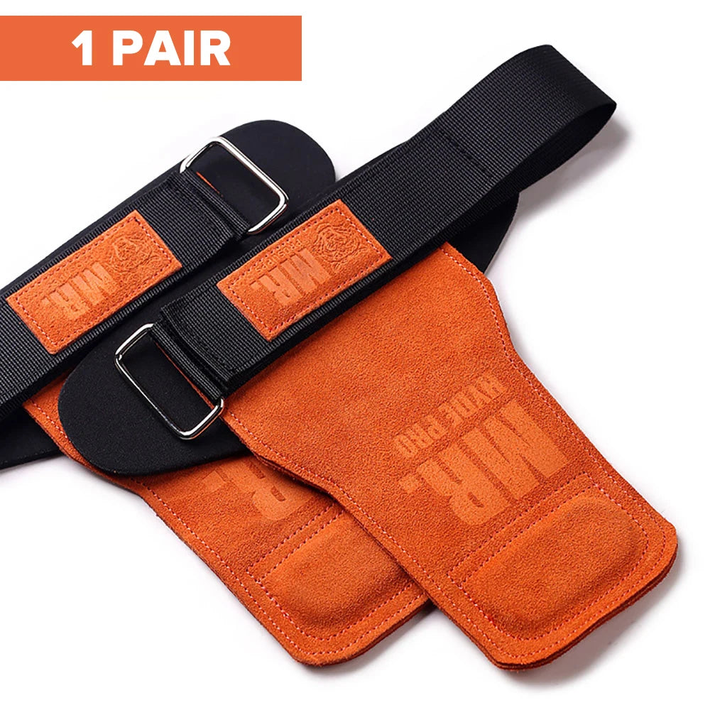 Cowhide Lifting Straps Grips Gym Fitness Sport Gloves Anti-Skid Pads For Deadlift Workout Strength Training