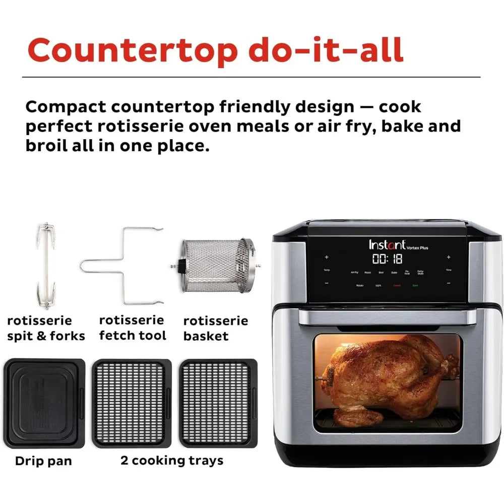 NEW-Instant Pot 10QT Air Fryer, 7-in-1 Functions With EvenCrisp Technology That Crisps, Broils, Bakes, Roasts, Dehydrates, Rehea