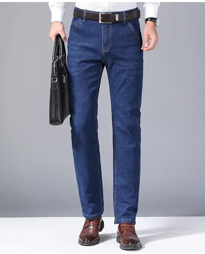 2025 New Men's Lightweight Slim Fit Pants, Comfortable and Soft, Business and Fashionable Straight Leg Casual Denim Pants - You Offer