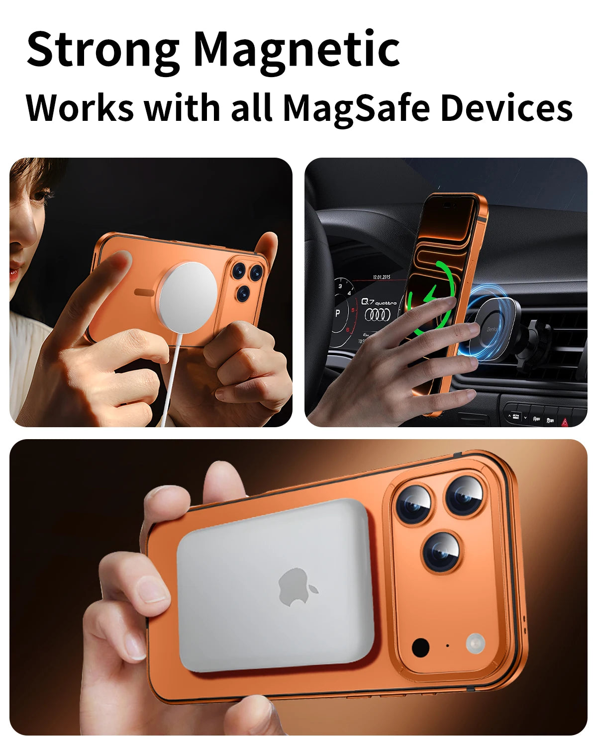 High Quality Suitable Magsafe Case for IPhone 17Pro Max 12 13 14 15 16 17Air Plus Alloy Frame Heavy Protection Phone Case