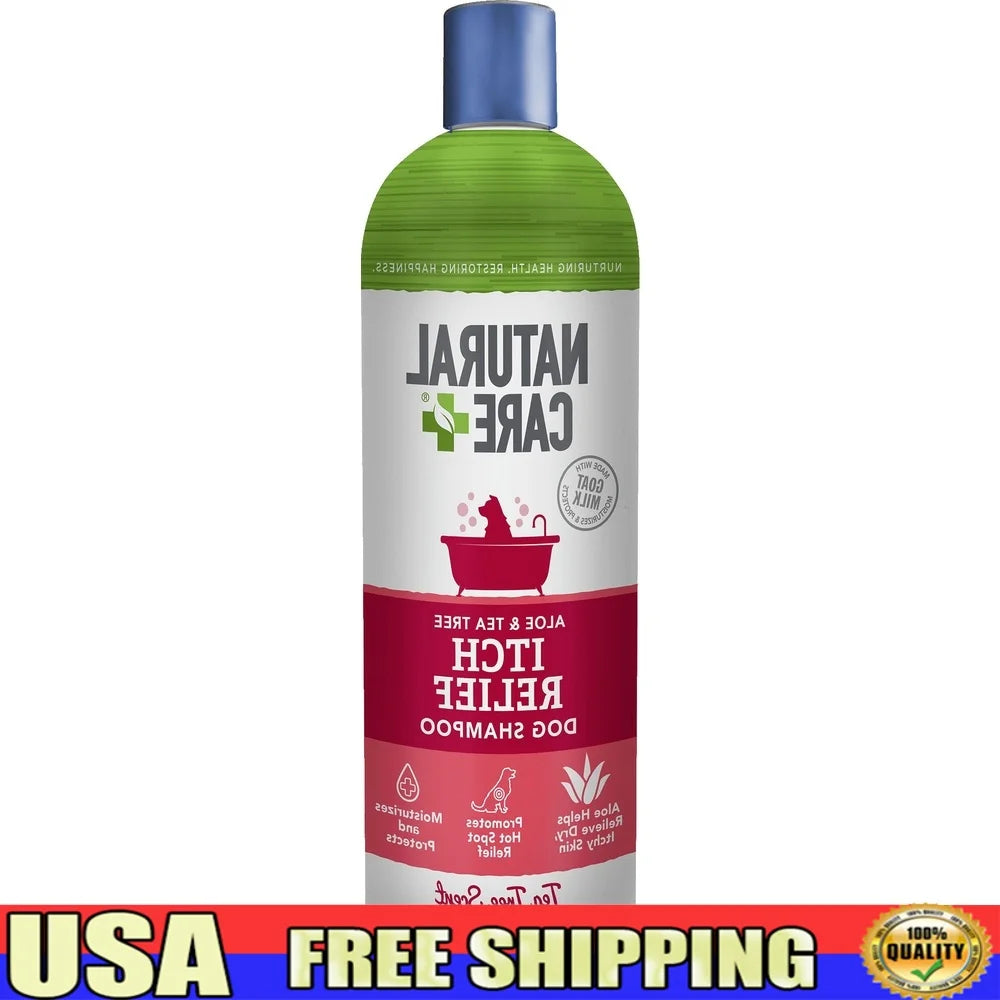 Itch Relief Shampoo Dogs Tea Tree Oil Alcohol Free Gentle Cleansing Sensitive Skin Plant-Based Ingredients Biodegradable 20oz