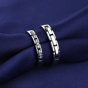2Pcs 925 Sterling Silver Couples Ring Sets Light Polishing Simple Ring for Woman Man Classic Wedding Fine Jewelry Circle - You Offer
