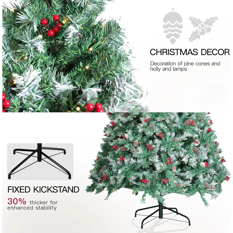 Christmas Tree with Lights 6ft Premium Artificial Christmas Tree with 874 Branch and 250 Warm Lightsm  Easy Assembly