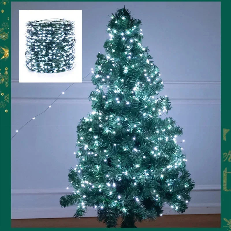 LED Green Wire Led String Fairy Lights US/EU Plug 110V/220V Waterproof LED Christmas Tree Holiday Home Garden Decoration Xmas